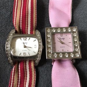 Lot of 2 Swap wrist watches with rhinestones